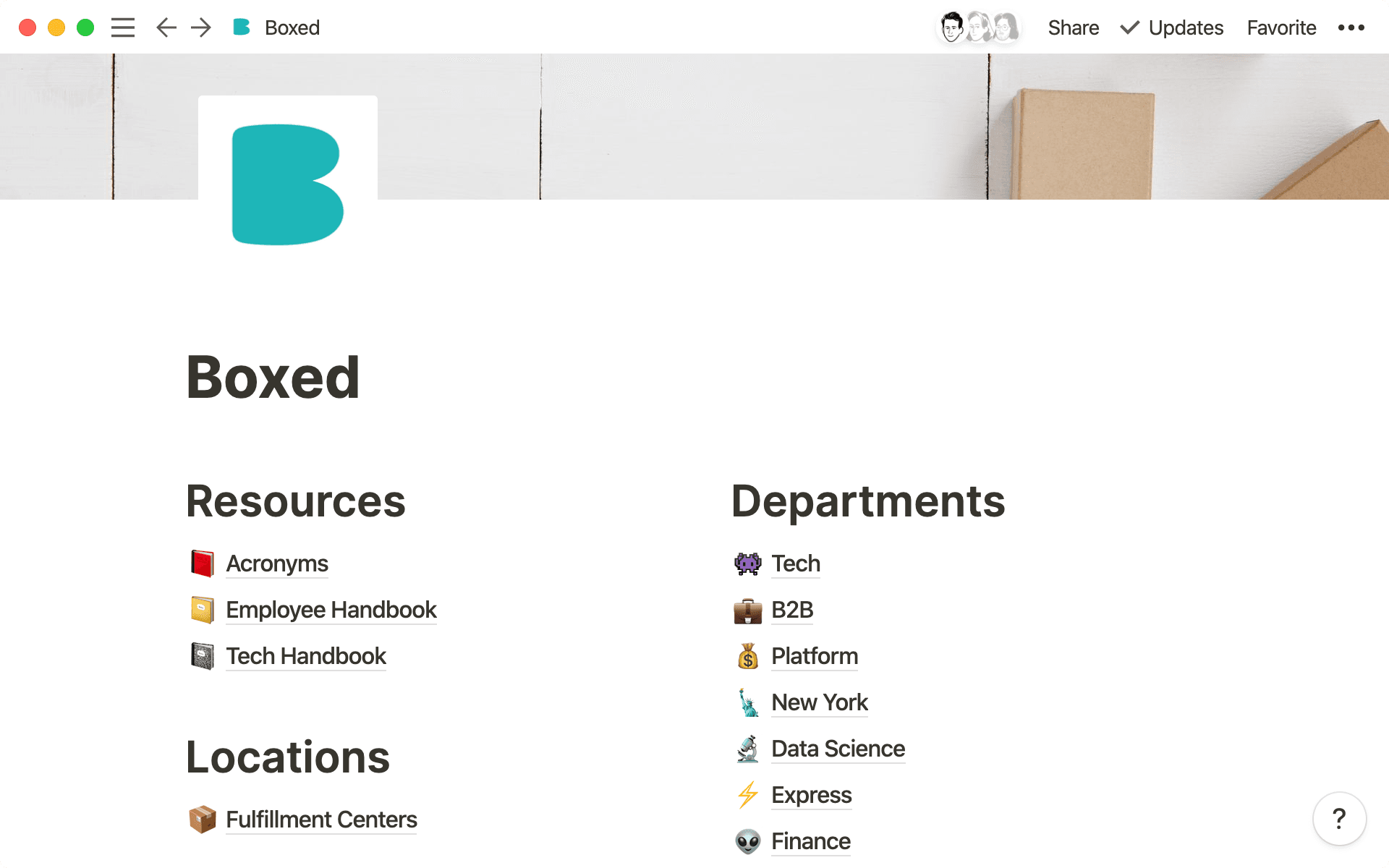 Boxed’s wiki unites all its team’s work and workflows.