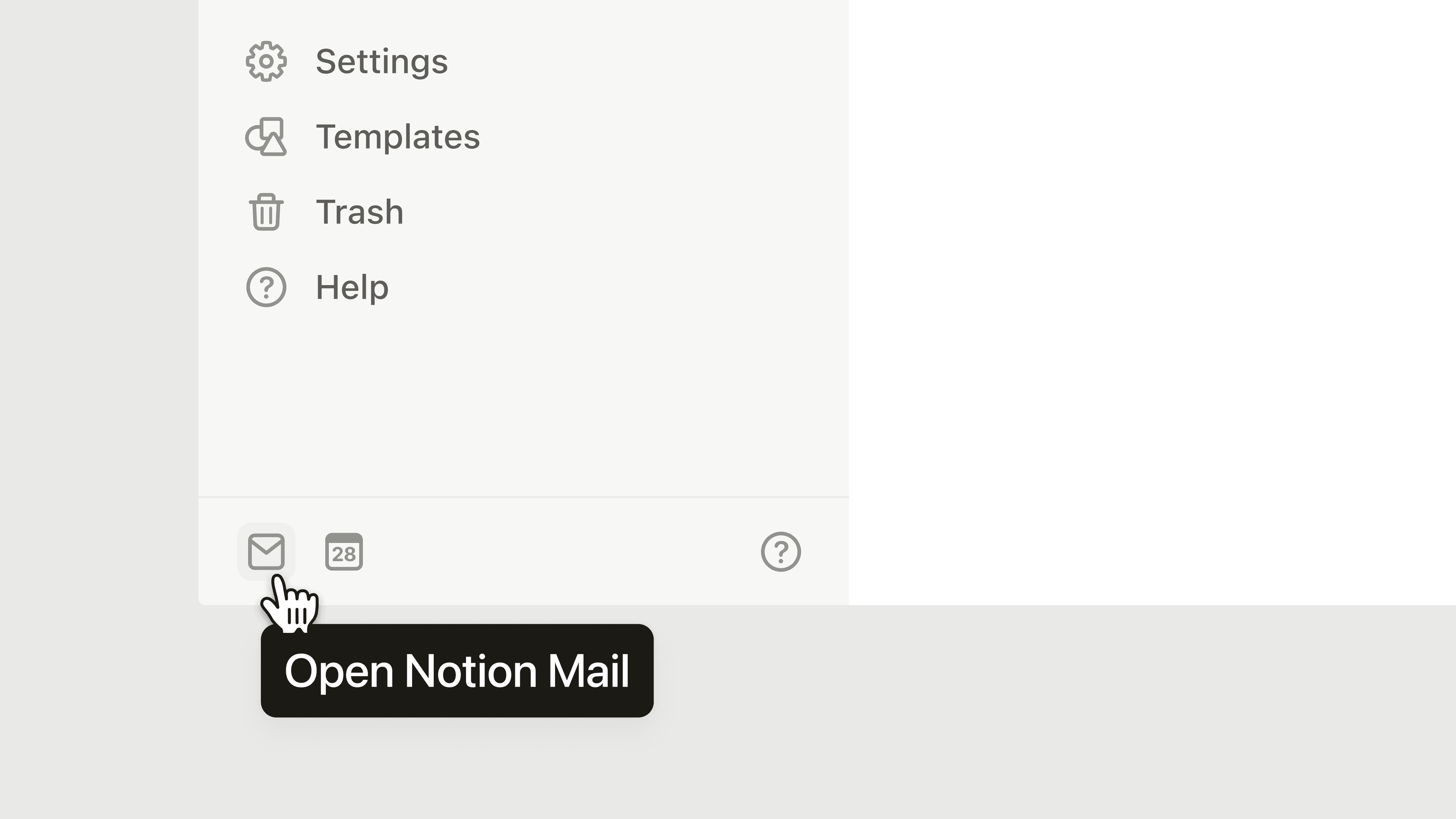 hc: notion mail sidebar entry point