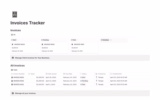 Invoices Tracker